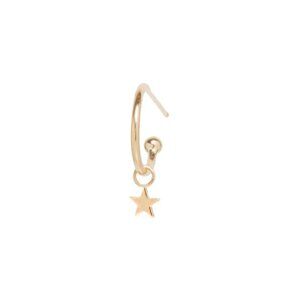 ZOE CHICCO 14K YELLOW GOLD DANGLE ITTY BITTY STAR CHARM HUGGIE HOOP EARRINGS NEW